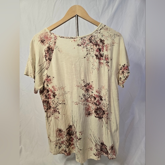 Maurices XL Floral Lace-Up V-Neck Varsity Tee Short Sleeve Striped Top - Picture 3 of 5